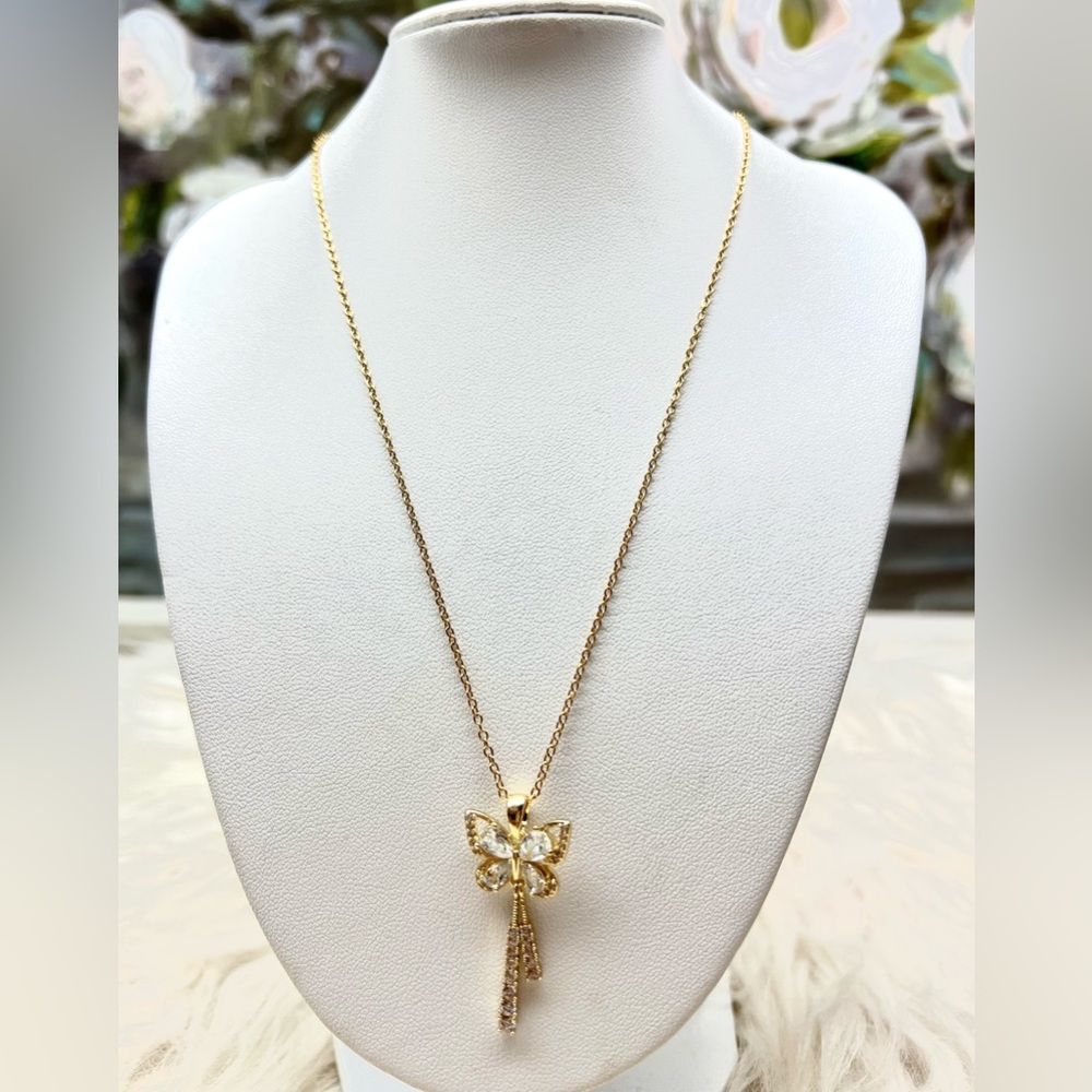 Butterfly Tassel Pendant Necklace 18k Gold Plated